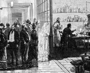 Thomas Edison expérimentant avec des lampes électriques le jour de son mariage, 1871 - Unbekannt