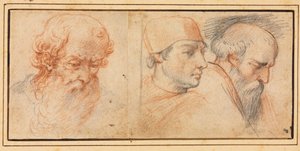 Trois études de tête, 1600s - Unbekannt