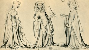 Trois jeunes femmes, vers 1400