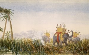 Tigre attaquant un éléphant, partie du panorama de Londres à Hong Kong - Unbekannt