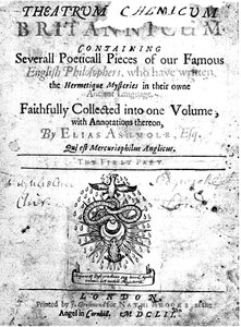 Page de titre du Theatrum Chemicum Britannicum d