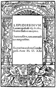Page de titre de Lucian, 1521, 1893