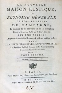 Page de titre de La Nouvelle Maison Rustique, ou Économie Générale, 1775 - Unbekannt
