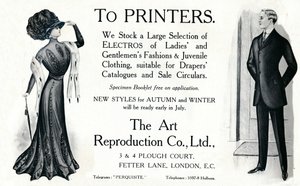 Aux imprimeurs - Publicité de The Art Reproduction Co., Ltd, 1909 - Unbekannt