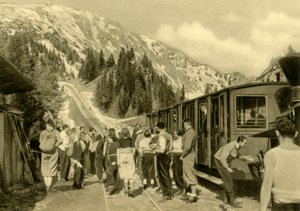 Touristes à la station Baumgartnerhaus sur le chemin de fer du Schneeberg, Basse-Autriche, vers 1935 - Unbekannt