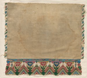 Extrémité de serviette avec bordures perlées, début des années 1800 - Unbekannt