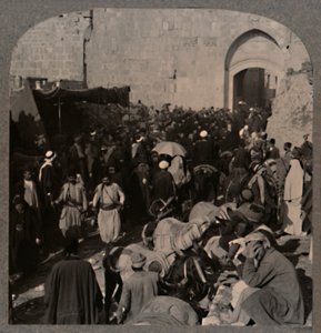 Circulation près de la porte Saint-Étienne, Jérusalem, vers 1900 - Unbekannt