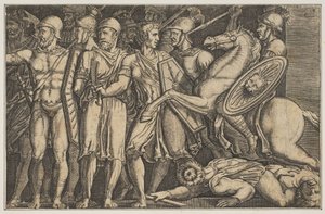 Trajan combattant les Daces, Trajan à cheval à droite se dirigeant vers un groupe - Unbekannt