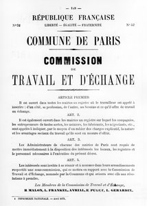 Travail et Échange, des affiches politiques françaises de la Commune de Paris, mai 1871