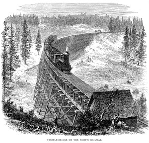 Pont en treillis sur le chemin de fer Union Pacific, USA, 1876 - Unbekannt