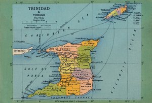 Carte de Trinité-et-Tobago, vers années 1940