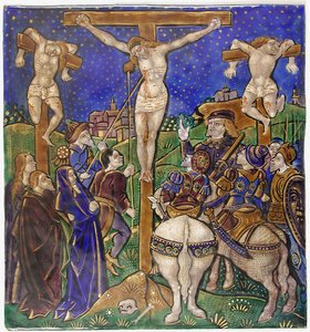 Panneau de triptyque avec la Crucifixion, français, début du XVIe siècle - Unbekannt