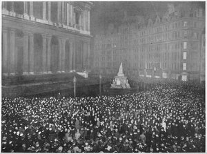 Minuit du réveillon du Nouvel An devant la cathédrale Saint-Paul, Londres, vers 1902-1903 - Unbekannt