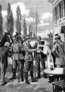 Uhlans demandant des rafraîchissements aux villageois belges, Première Guerre mondiale, 1914 - Unbekannt