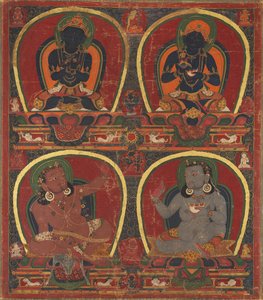 Vajradhara, Nairatmya, et Mahasiddhas Virupa et Kanha, c. 1450 - Unbekannt