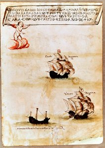 La flotte de Vasco da Gama en mer, 1497