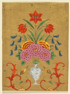 Vase avec Arrangement Floral et Ornements, vers 1750-1800 - Unbekannt