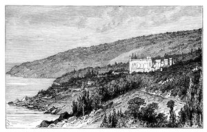 Vue en Crimée : le Palais Woronzow, Alupka, Ukraine, vers 1888