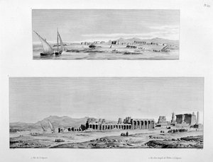 Vue de Louxor et du temple de Thèbes à Louxor, Égypte, vers 1808