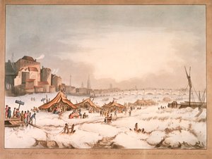 Vue de la Tamise gelée au large de Three Cranes Wharf, Londres, 1814 - Unbekannt