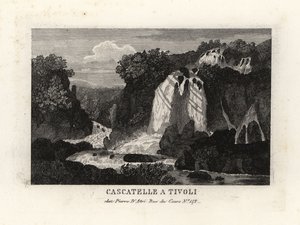 Vue des cascades à Tivoli, Italie - Unbekannt