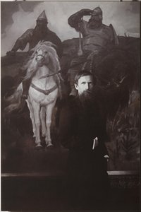 Viktor Vasnetsov devant sa peinture Bogatyrs - Unbekannt