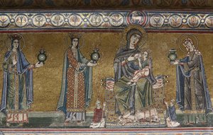 Vierge et enfant mosaïque dans l