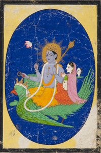 Vishnu et sa consort montés sur Garuda, 19ème siècle