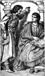 Missionnaire troubadour vaudois montrant sa Bible vernaculaire, vers 1170 - Unbekannt