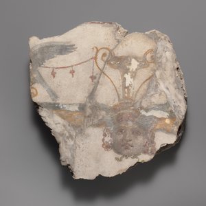 Fragment de peinture murale avec masque de Gorgone, vers 14-68 apr. J.-C.