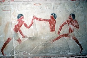 Peinture murale de 3 bouchers découpant une carcasse, Tombe d