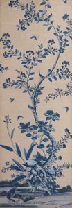 Panneau de papier peint avec oiseaux et arbres en fleurs, Chine, fin 18ème-début 19ème siècle