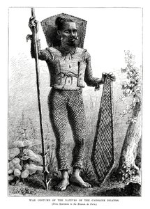 Costume de guerre des indigènes des îles Carolines, océan Pacifique central, 1877 - Unbekannt