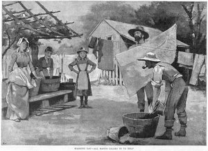 Jour de lessive - Tout le monde est appelé à aider, 1889 - Unbekannt