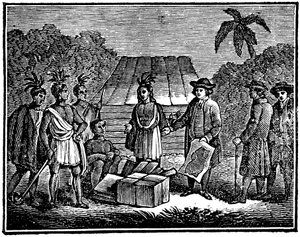 William Penn avec des Amérindiens, colon quaker anglais, 1830