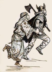 Femme traînée par un raider viking