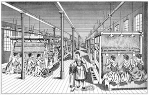 Femmes ouvrières dans une usine de tapis, vers 1895