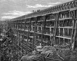 Pont en bois sur la ligne de chemin de fer Union Pacific, Dale Creek, Wyoming, USA, 1869 - Unbekannt
