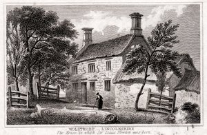 Manoir de Woolsthorpe, près de Grantham, Lincolnshire, lieu de naissance de Sir Isaac Newton, début du 19e siècle - Unbekannt