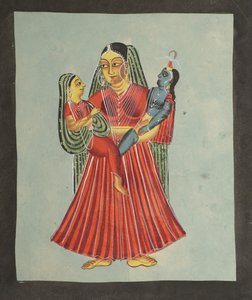 Yasoda tenant Krishna et Radha, années 1800 - Unbekannt