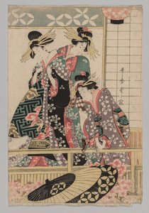 Femmes de Yoshiwara regardant dans la rue au printemps, 1753-1806 - Unbekannt