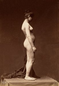 Jeune femme, nue, figure entière de profil, années 1860 - Unbekannt