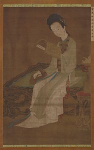 Jeune femme lisant un livre de poèmes, dynastie Ming, 16ème-17ème siècle - Unbekannt
