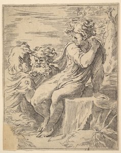 Jeune homme avec deux vieillards, 17ème siècle
