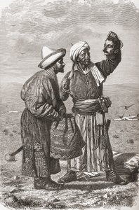 Un soldat afghan tenant la tête coupée de son ennemi, illustration de 