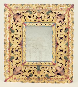 Miroir sculpté et peint de Charles II - Unbekannt Unbekannt