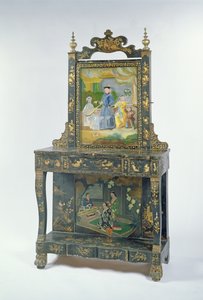 Porte-manteau chinois exporté en laque noire et dorée partiellement, milieu du XIXe siècle - Unbekannt Unbekannt