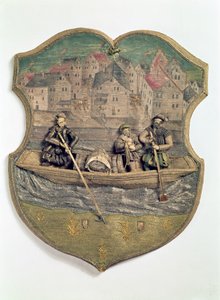 Symbole de guilde brodé exécuté par Wolf Popp, Passau, vers 1574-5