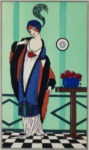 Manteau de fourrure avec tunique en mousseline de 
