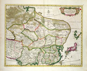 Carte de la Mongolie montrant une partie de la Russie, du Japon et de la Chine, vers 1680, par Frederick de Wit